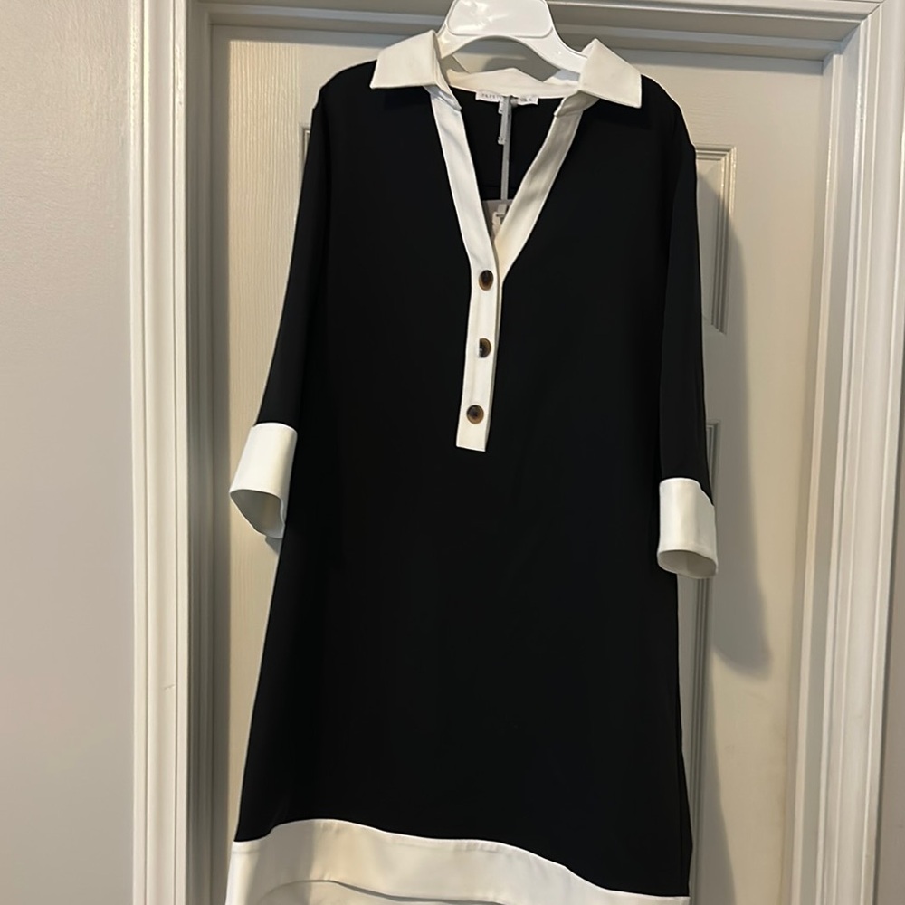 Black and White Button-Up Dress